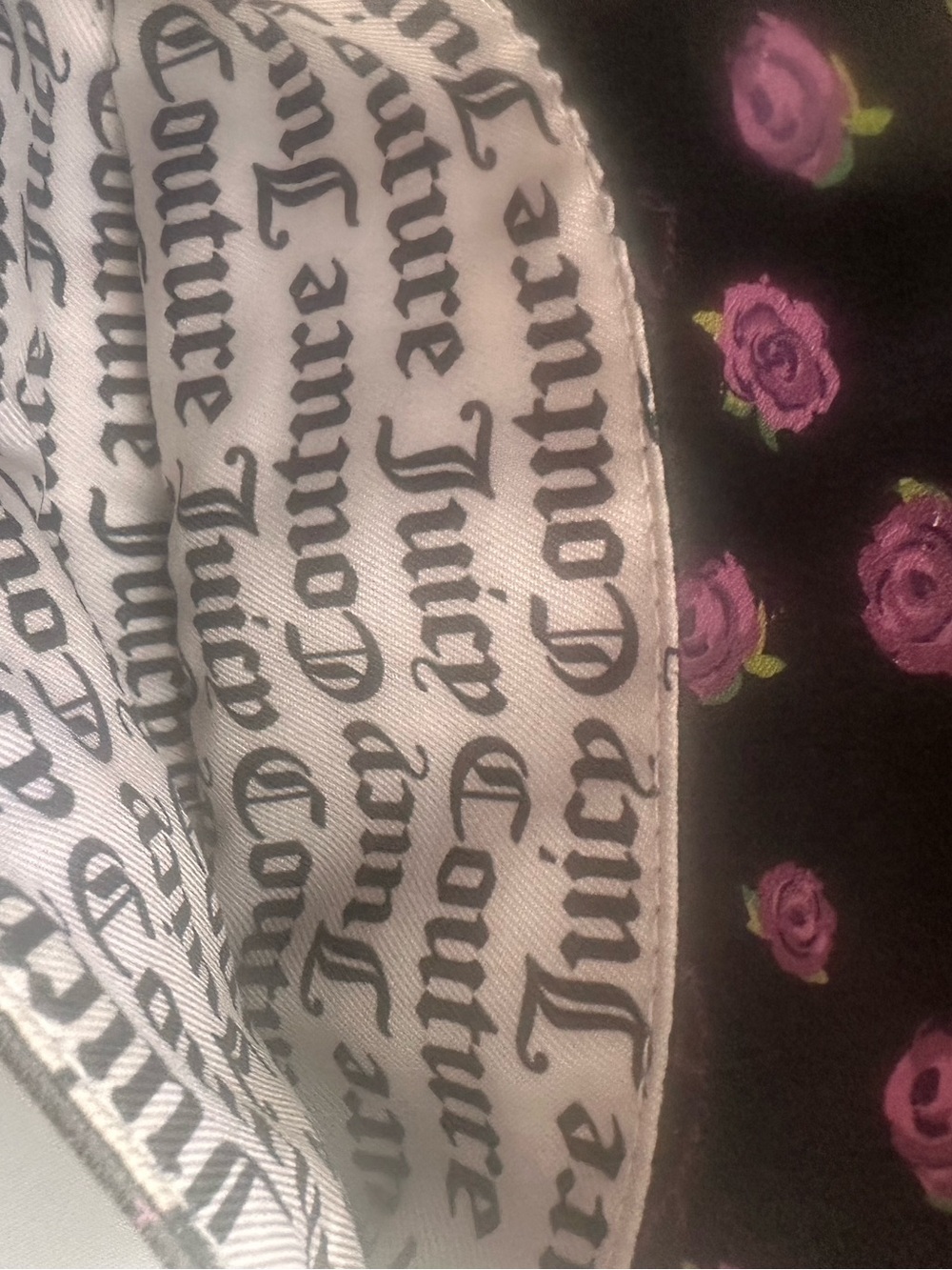 Juicy Couture Black Crossbody with Pink Rose Print - Picture 4 of 5